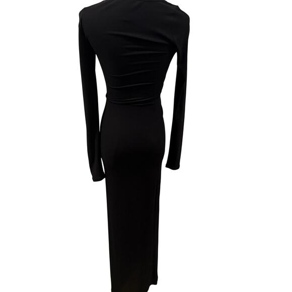 SKIMS Soft Lounge Long Sleeve Bodycon Dress Black Small Chic Quiet Luxury Staple - Picture 3 of 7